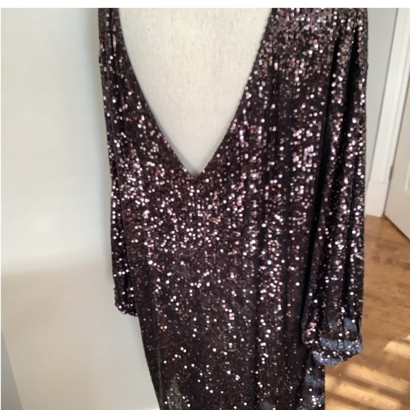 EUC Rock & Shine by Reitmans, dark copper/wine sequined shift dress XL/16 - Picture 2 of 8
